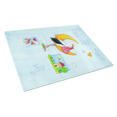 Tempered Glass Expecting Stork Bringing Baby Cutting Board