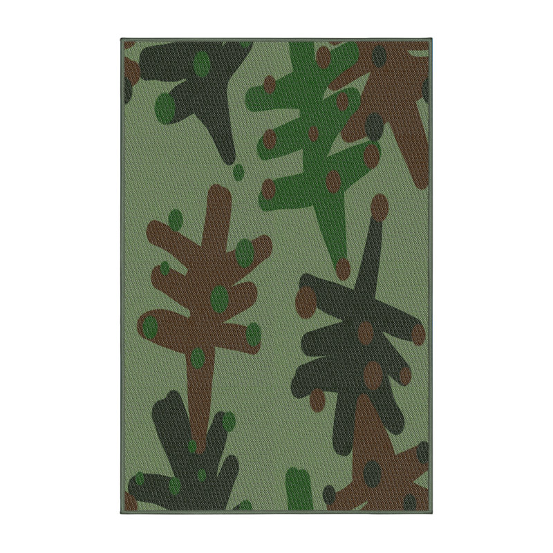 Tapis vert/brun à motifs, Rectangle 7 pi x 10 pi