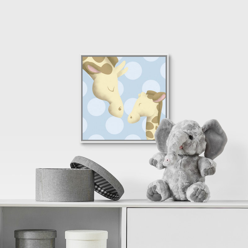 Giraffe maman et baby art Carrickfergus, H 12 po x l 12 po x P 1,75 po, Cadre pour toile flottant blanc