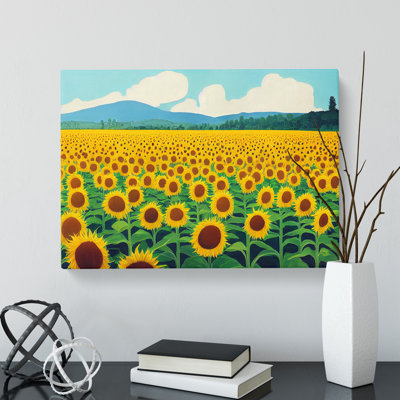 Delightful Sunflower Field - Wrapped Canvas Print