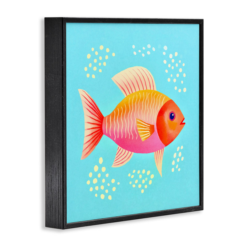 Art giclée encadré de poisson orange fantaisiste par Andrea Haase, Giclée encadrée noir minuit, H 24 po x l 24 po