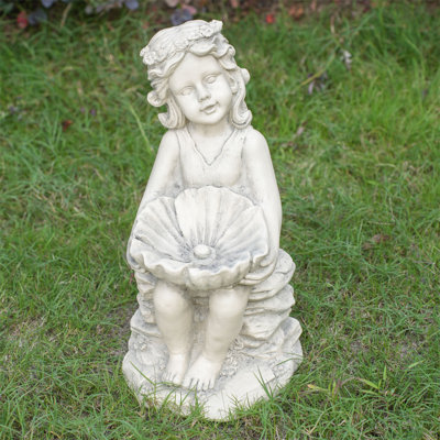 Magnesium Oxide Sitting Girl Garden Statue