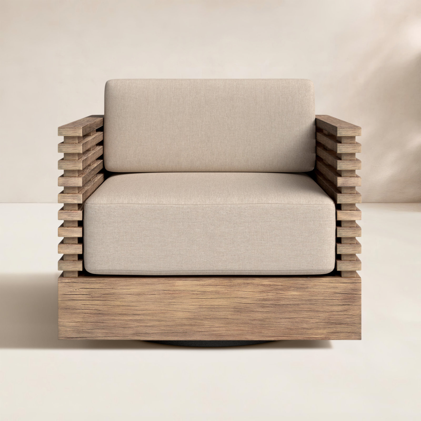 Fritz Swivel Eucalyptus Outdoor Lounge Chair, Taupe Performance