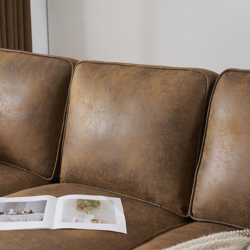 Alcott Hill® 82.68'' W 3-Seat Sofa, Brown Microfiber/Microsuede