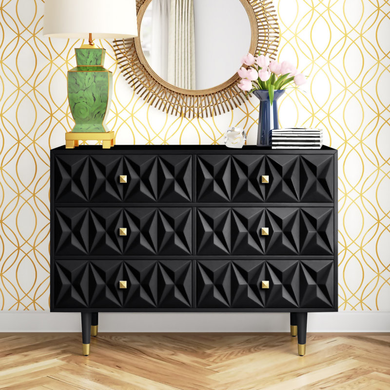 Bethli 50'' W 6 - Drawer Dresser, Black