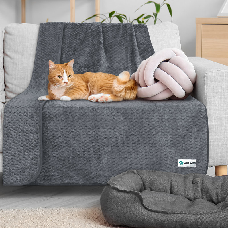 Large Charcoal Waterproof Fleece Dog Blanket