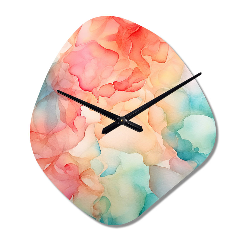 Orange et bleu sarcelle enchantés, horloge murale en métal, Petit