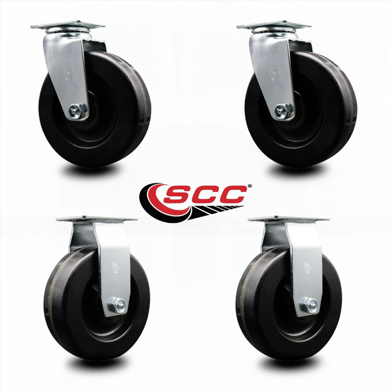6 Inch Phenolic Caster Set with Ball Bearings 2 Swivel 2 Rigid SCC