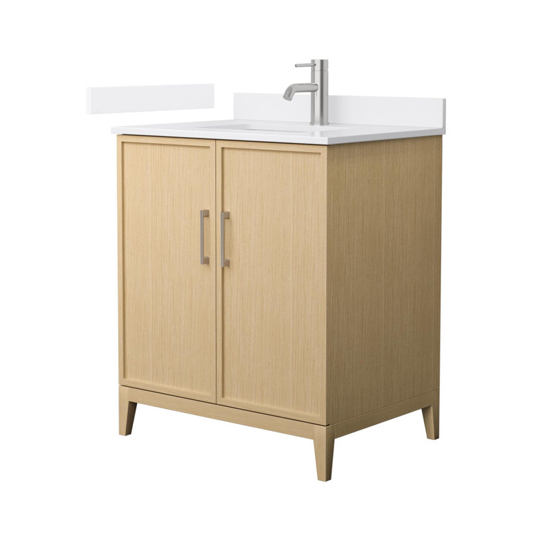 Elan 30'' White Oak Single Bathroom Vanity with Carrara Marble Top