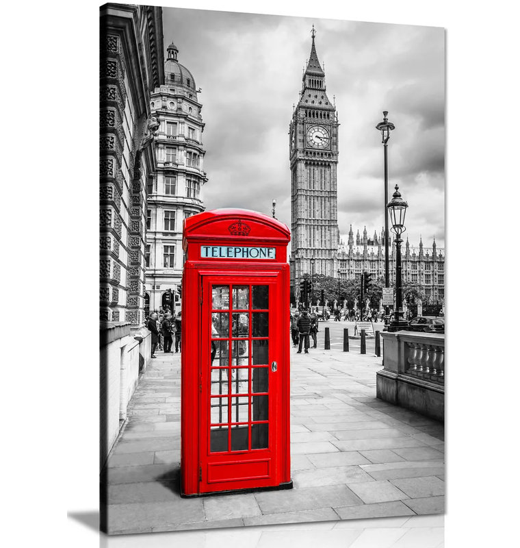 London Telephone Box - Wrapped Canvas Print, 91cm H x 61cm W