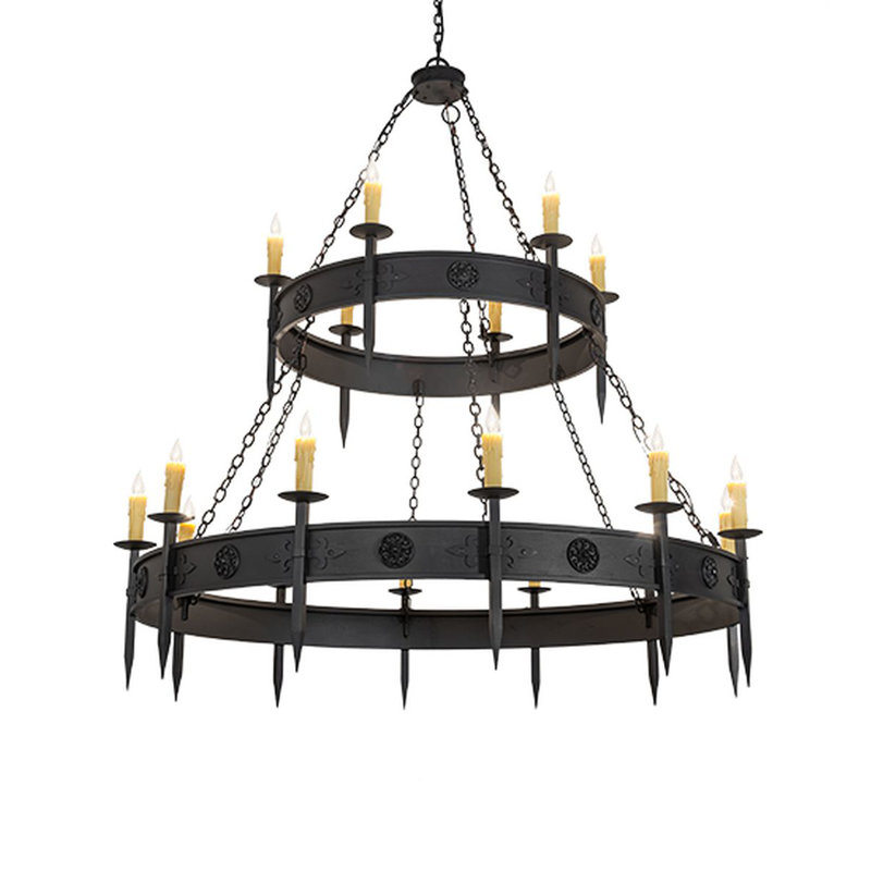 Calandra 18 - Light Steel Wagon Wheel Chandelier