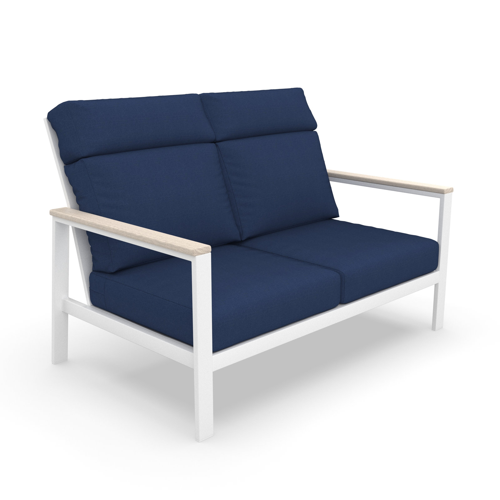 Townsend 55" Sunbrella® Patio Loveseat, Canvas Navy, White