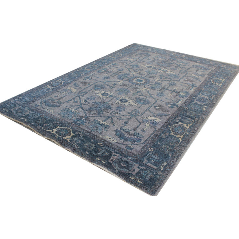 High-Quality Hand-Knotted Grey And Dark Grey Area Rug
