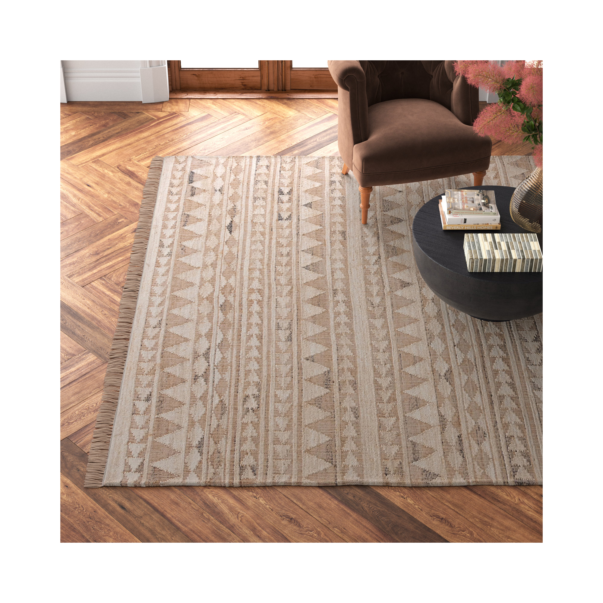 Camille Handmade Light Brown/Beige Rug, Rectangle 8' x 10'