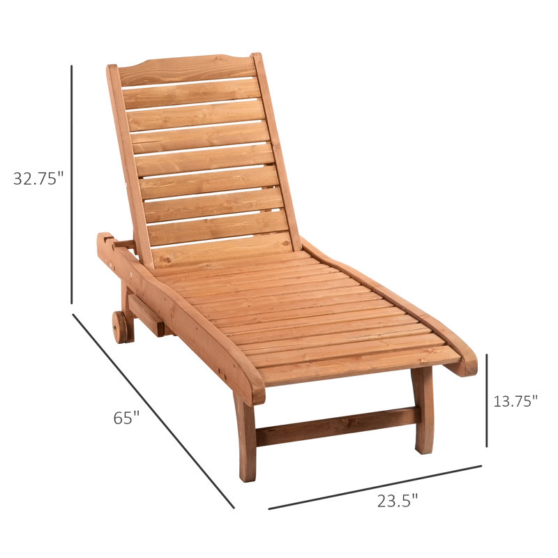 Chaise de bronzage Sun avec table intégrée et roulettes, chaise longue au bord de la piscine en bois rouge