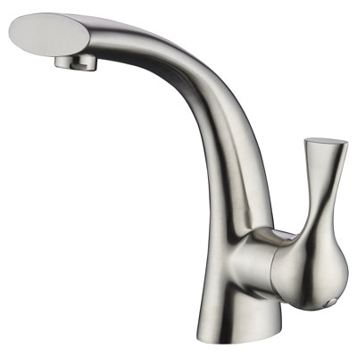 Robinet de salle de bain à poignée simple avec drain Twist Collection - nickel brossé