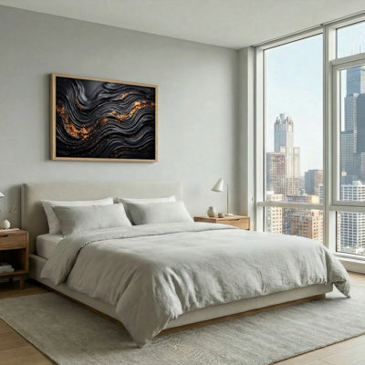 Ensemble de 1 tableau sur toile noir et or