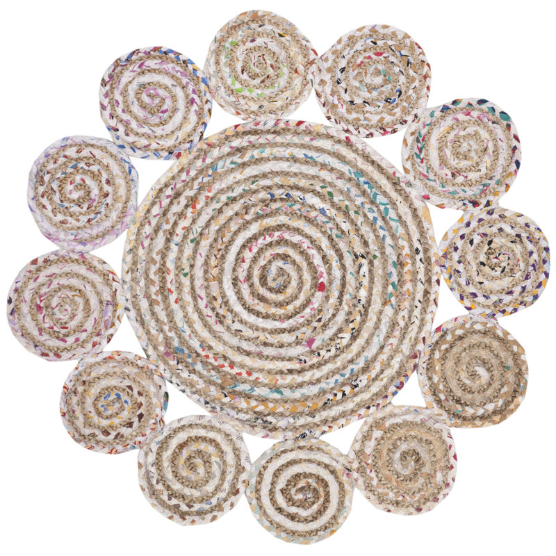 Zeitler Hand Woven Jute, Cotton Rug, Round 3'