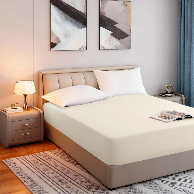 Tanvish Luxury Microfiber Fitted Sheet - 40 cm Deep Pocket, Ultra-Soft - Wrinkle-Free and Easy Care, Single (3'), Cream