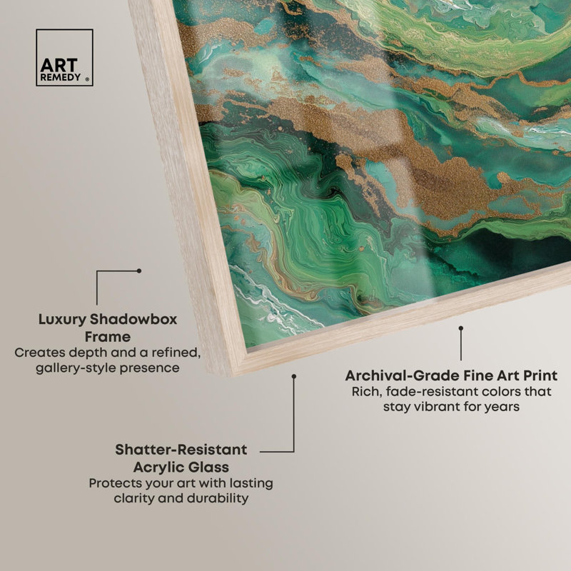 «Gateed Agate I Shadowbox Print» par Art Remedy, H 11 po x l 16 po, Crème, crème