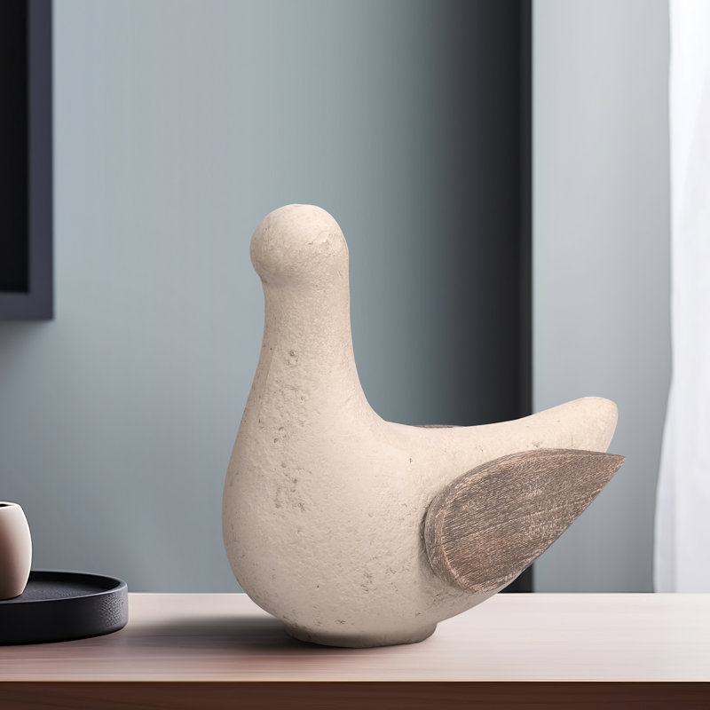 Minimalistic Bird Figurine with Rustic Charm for Home Decor – Modern Farmhouse Decorative Object for Kitchen Decor, Coffee Table, and Decorations for Living Room – Indoor Statues and Sculptures –Ivory