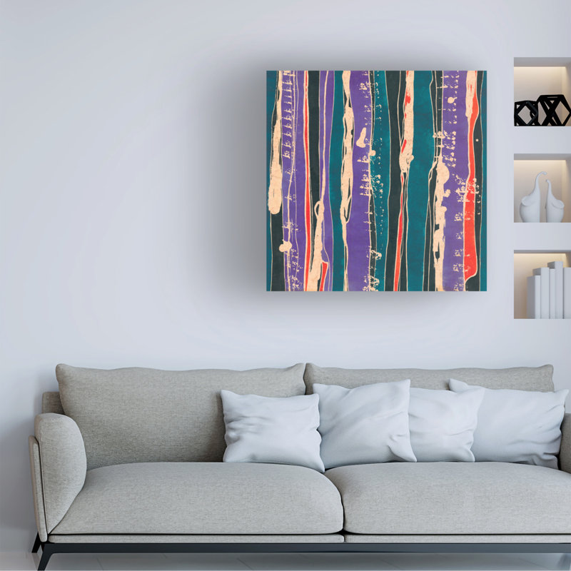 14" x 14" Multicolor Abstract Canvas Art