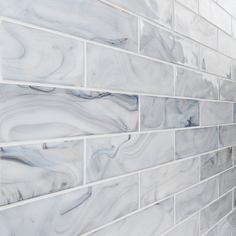 Hightower 3.03 In. X 12 In. Glass Subway Wall Tile (5.05 Sq. Ft. / Case), Blue/White