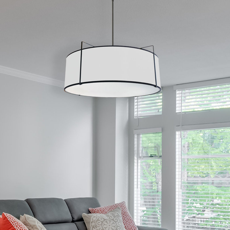 Lustre tambour 4 lumières Trapezoid, Noir, Blanc / Noir