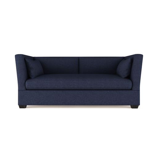 Rivington Flare Square Track-Arm Loveseat, 31" H x 72" W x 37" D, Box Weave Linen Blanc, Ebony