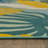 Coastal Tropical Leaf Indoor/Outdoor Patio Area Rug, Blue And Yellow Botanical Design-1492757453