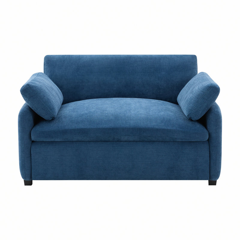 Fauteuil surdimensionné en chenille avec assise profonde, Bleu