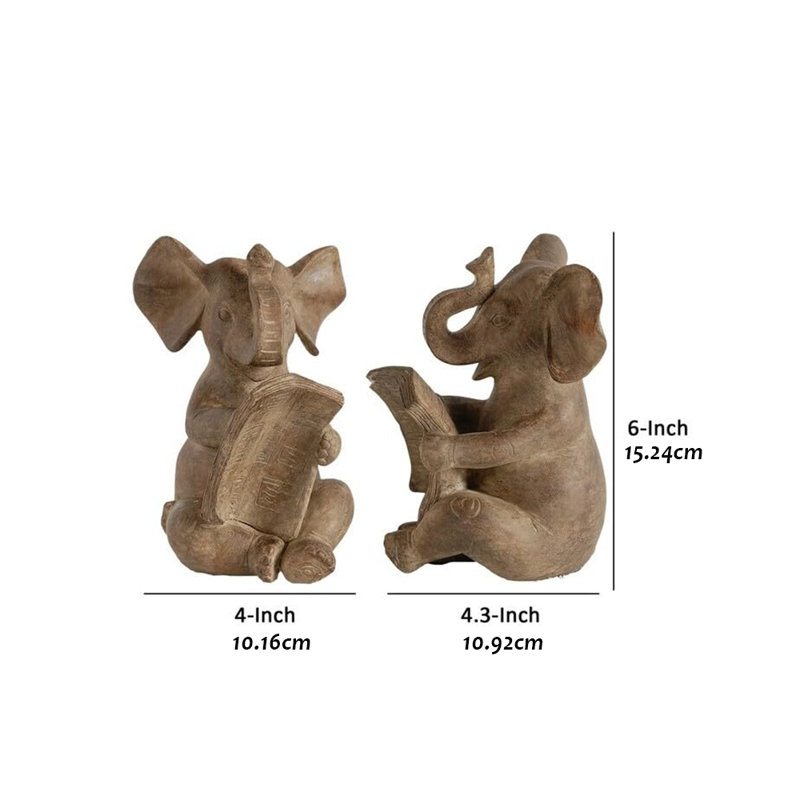 Elephant Bookend Set - Set Of 2