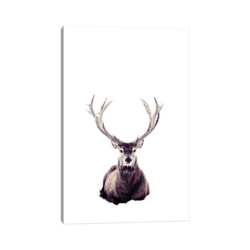 Stag in Snow III 1 Piece Wrapped Canvas Wall Art, 20.32 cm H x 30.48 cm W