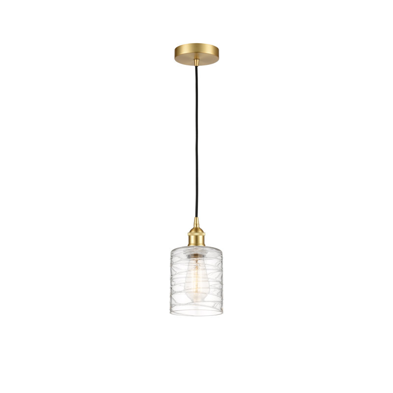 Luminaire suspendu cylindrique simple à 1 lumière Karon, Or satiné