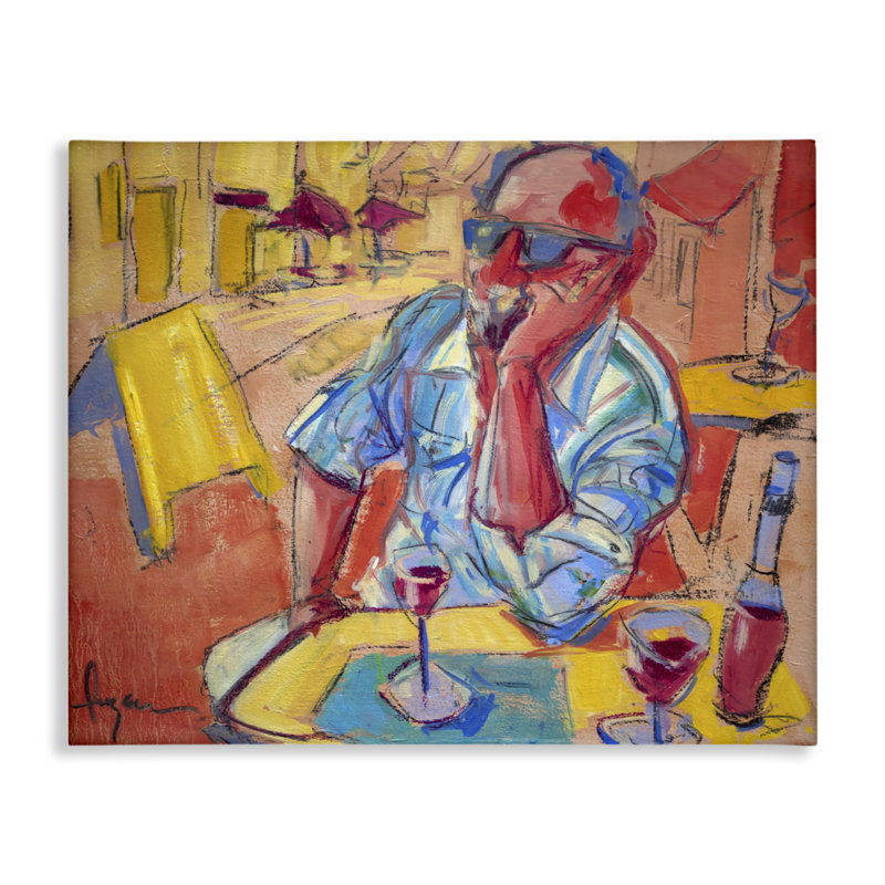 «Stupell Industries Man with Wine Portrait», art mural sur toile par June Erica Vess, H 36 po x l 48 po