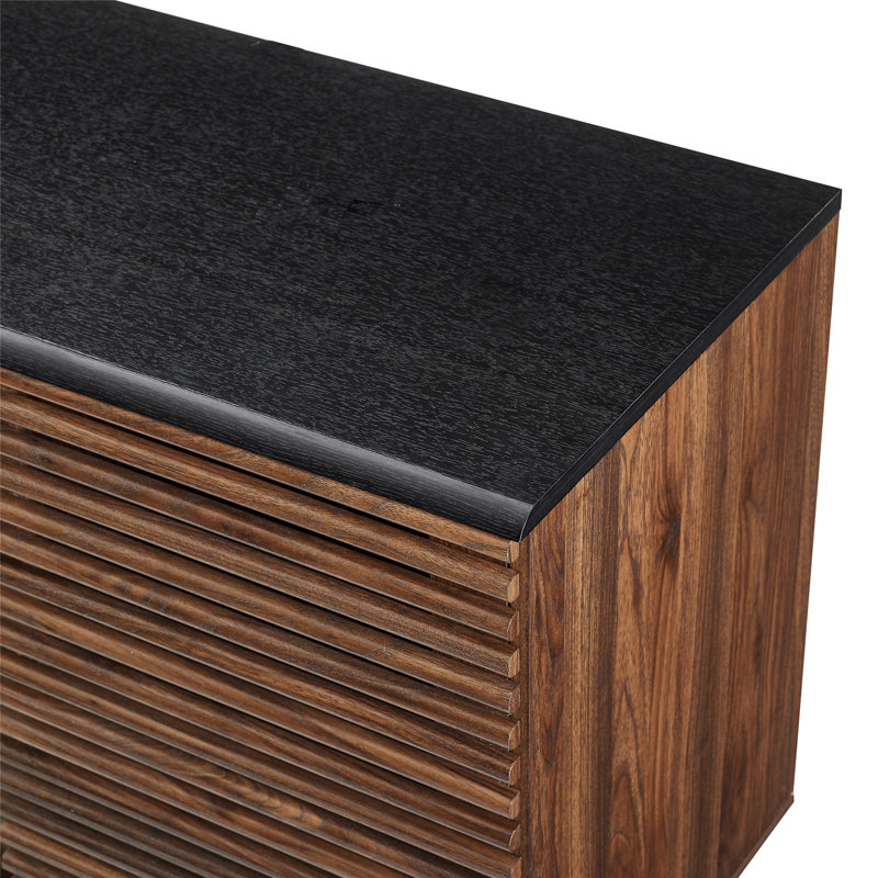 Maitre 59" Sliding Slat Door Sideboard, Dark Walnut