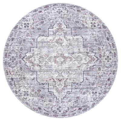 Didim Boho Medallion Machine-Washable Gray/Purple Rug