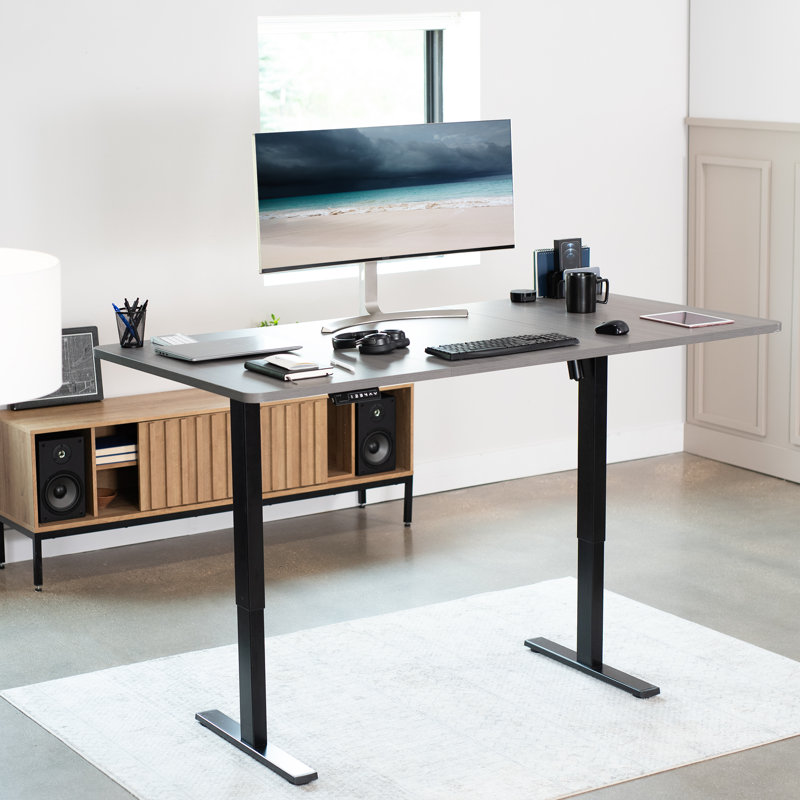 Electric Adjustable Height 71'' Dark Walnut Standing Desk with Memory Preset