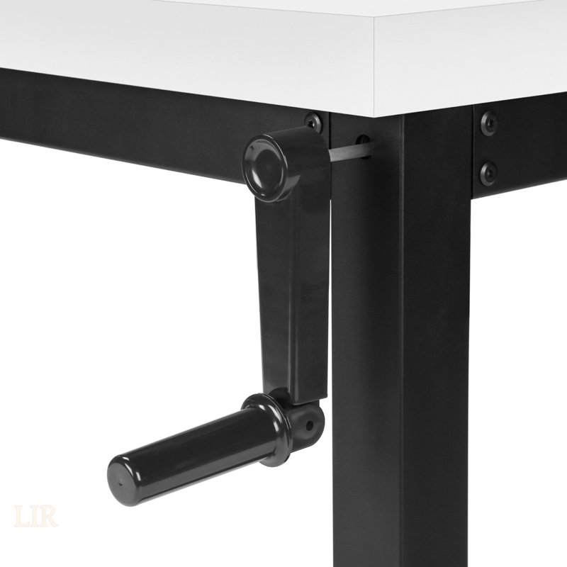 Bureau d'ordinateur réglable pour le bureau à domicile, parfait pour les petits espaces et les esthétiques modernes, longueur de 48 pouces, plateau en stratifié blanc, structure en métal noir