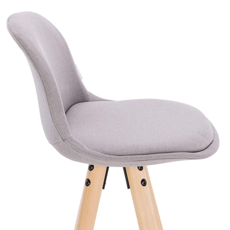 Ayala Upholstered and Faux Leather Bar Stool with Solid Wood Frame, Black, Natural