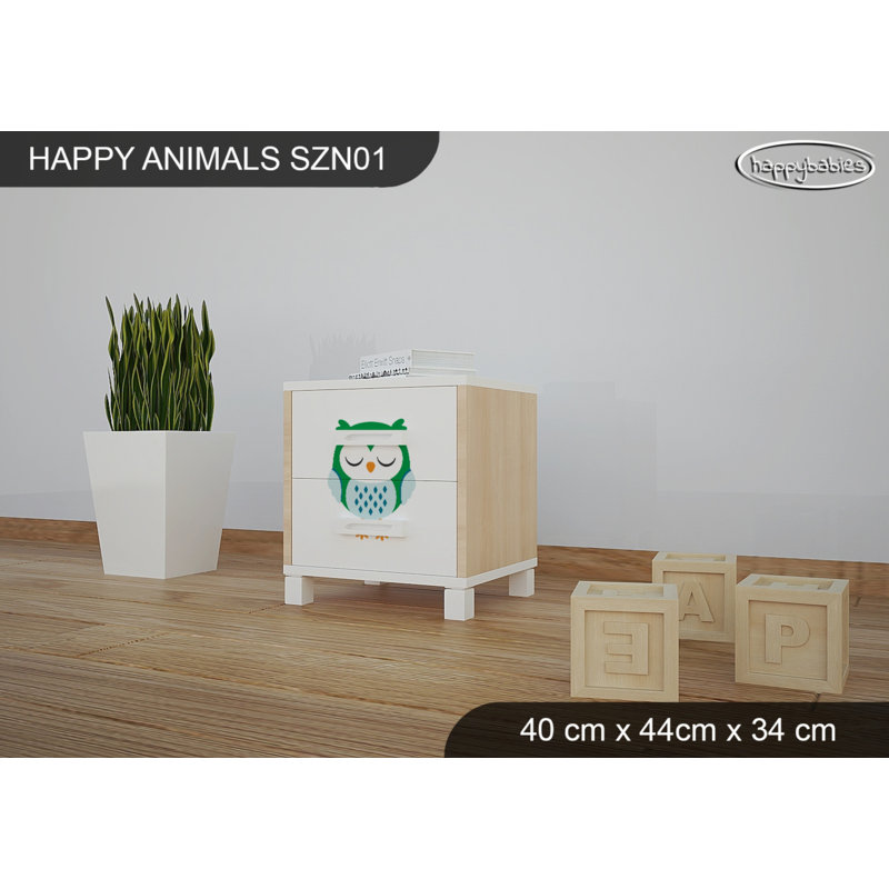 2 Drawer Nightstand, White/Oak