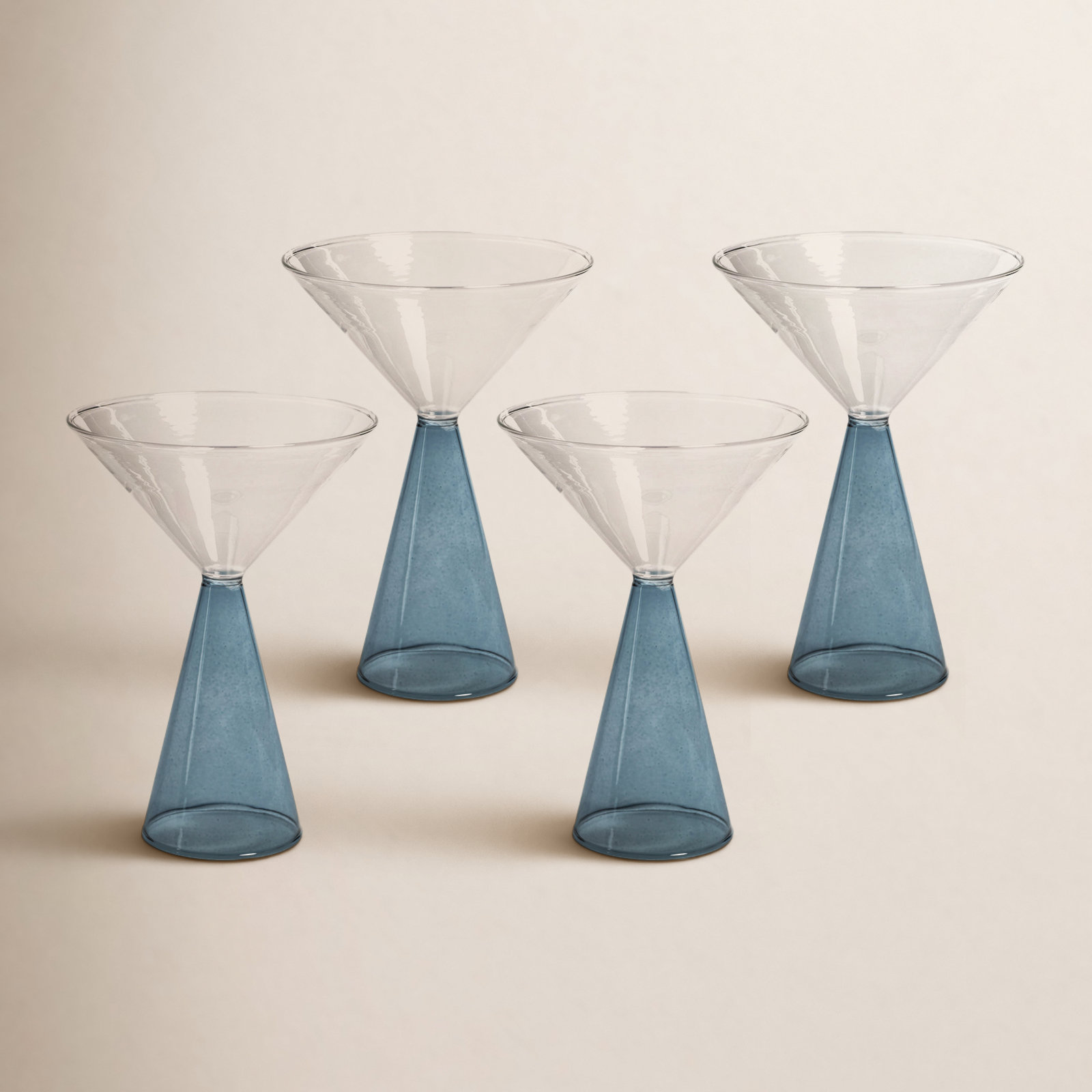 Viterbo Martini Glasses, Set of 4, Blue
