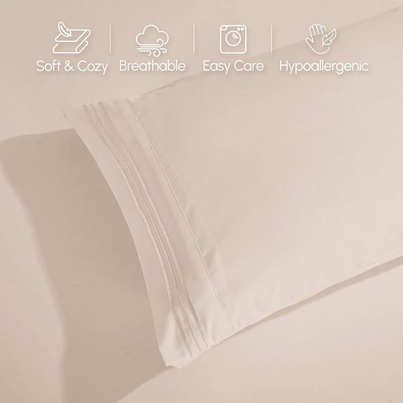 Ensemble de draps 4 pièces en microfibre de qualité hôtelière Elegant Comfort Luxury 1500, Coral