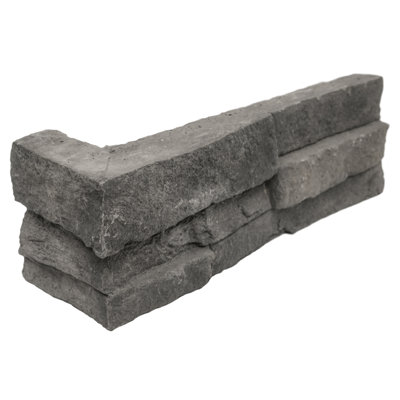 Carreaux de coin muraux en pierre reconstituée empilée Terraforma Silverthorn, tailles assorties (12 pièces, 4,5 pi² par boîte)