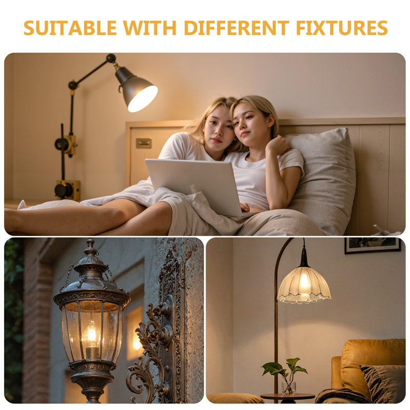 Energy Efficient Led Filament Bulb, E12 Base, Clear Glass, Dimmable, 4w Equivalent To 40w Incandescent, High Cri For True Colour