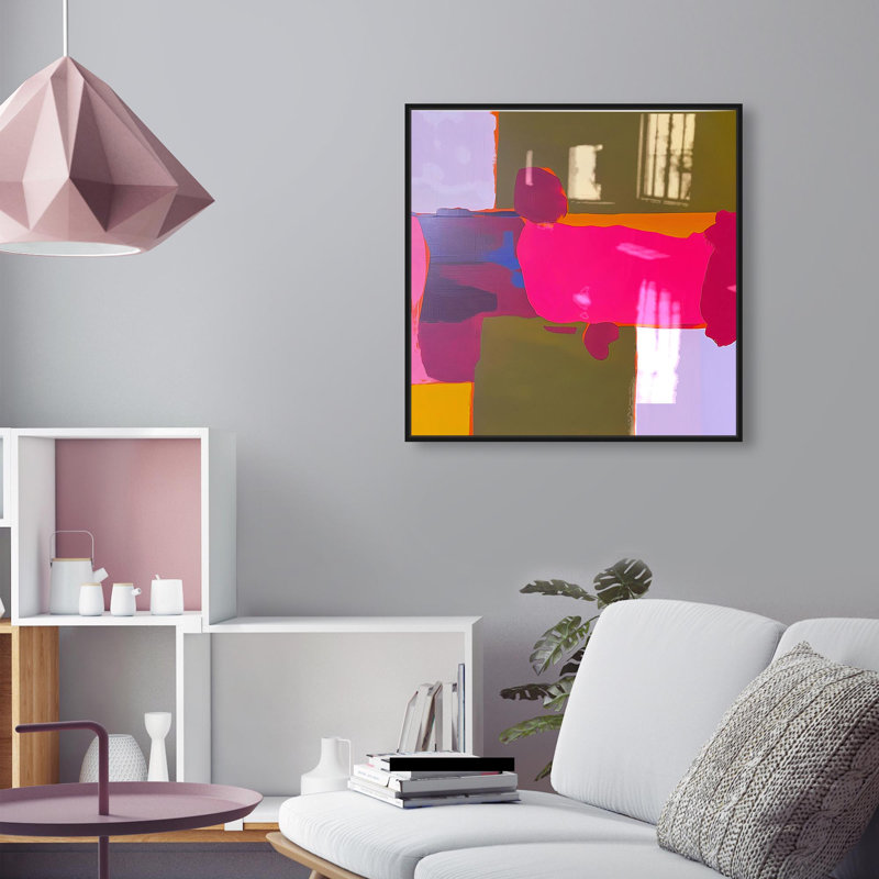 Oliver Gal California Echo I Abstract - Hand-Applied Glass Coat Framed Canvas Art, 24" H x 24" W, Black