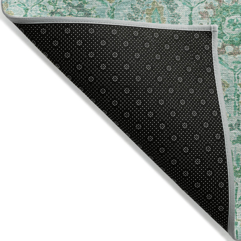 Tapis turquoise Xhevrie intérieur / extérieur lavable à la machine, Rectangle 10 pi x 14 pi
