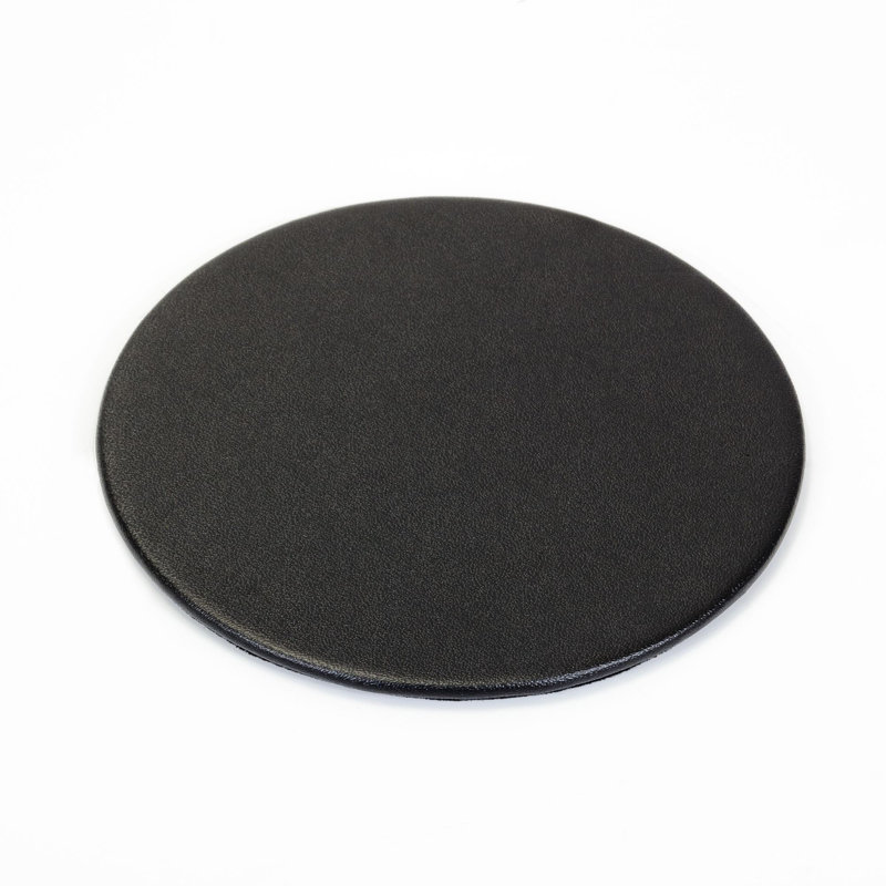 Sous-verre rond en similicuir, H 0,25 po x l 4 po x P 4 po, Noir