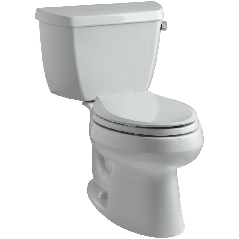 Wellworth 1.28 GPF Water Efficient Elongated Two-Piece Toilet (Seat Not Included), Ice Gray, Right-Hand