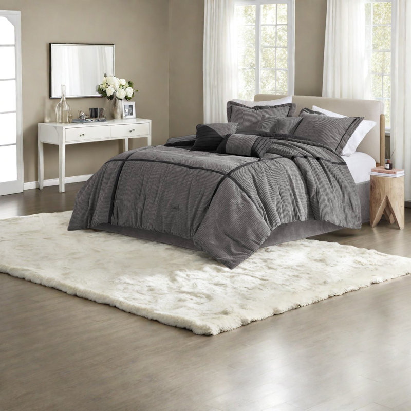 Premium Micro Corduroy Bedding Sets, Polyester Queen Modern Comfort For Home